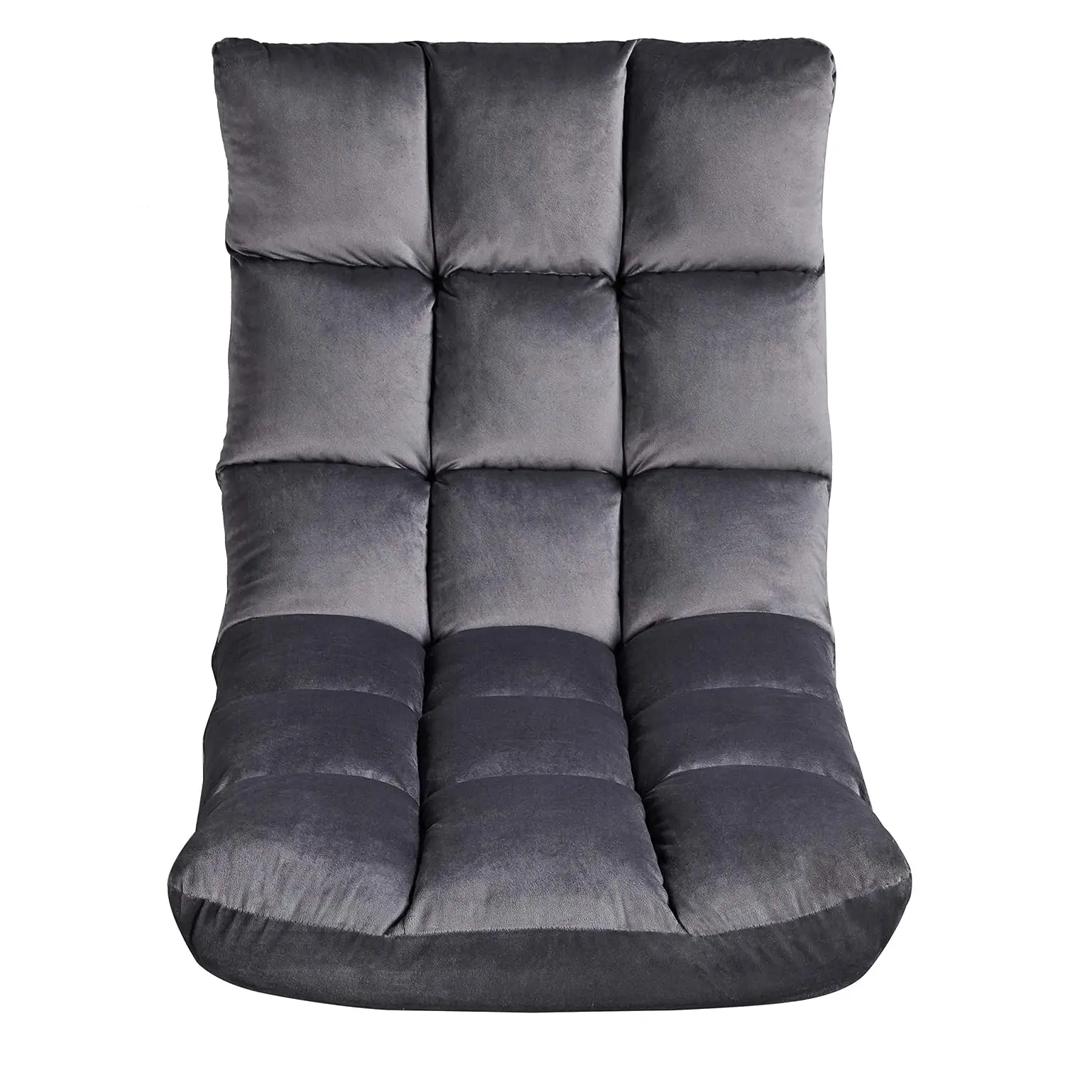 14-Position Folding Floor Seat with Adjustable Back Support Gray