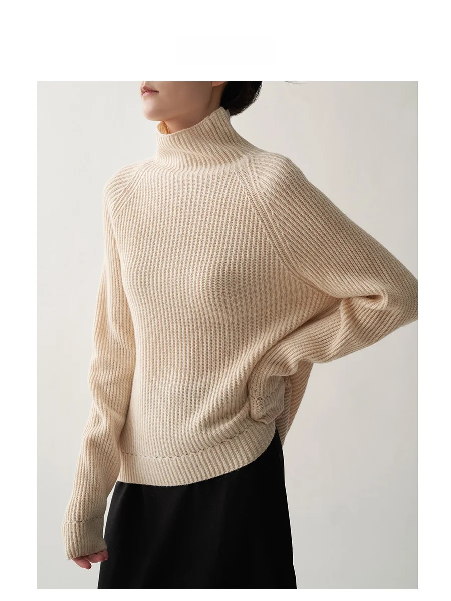 

Женский шерстяной свитер LIMONN с высоким воротником, свободного кроя, для осени и зимы, повседневный, стандартной длины