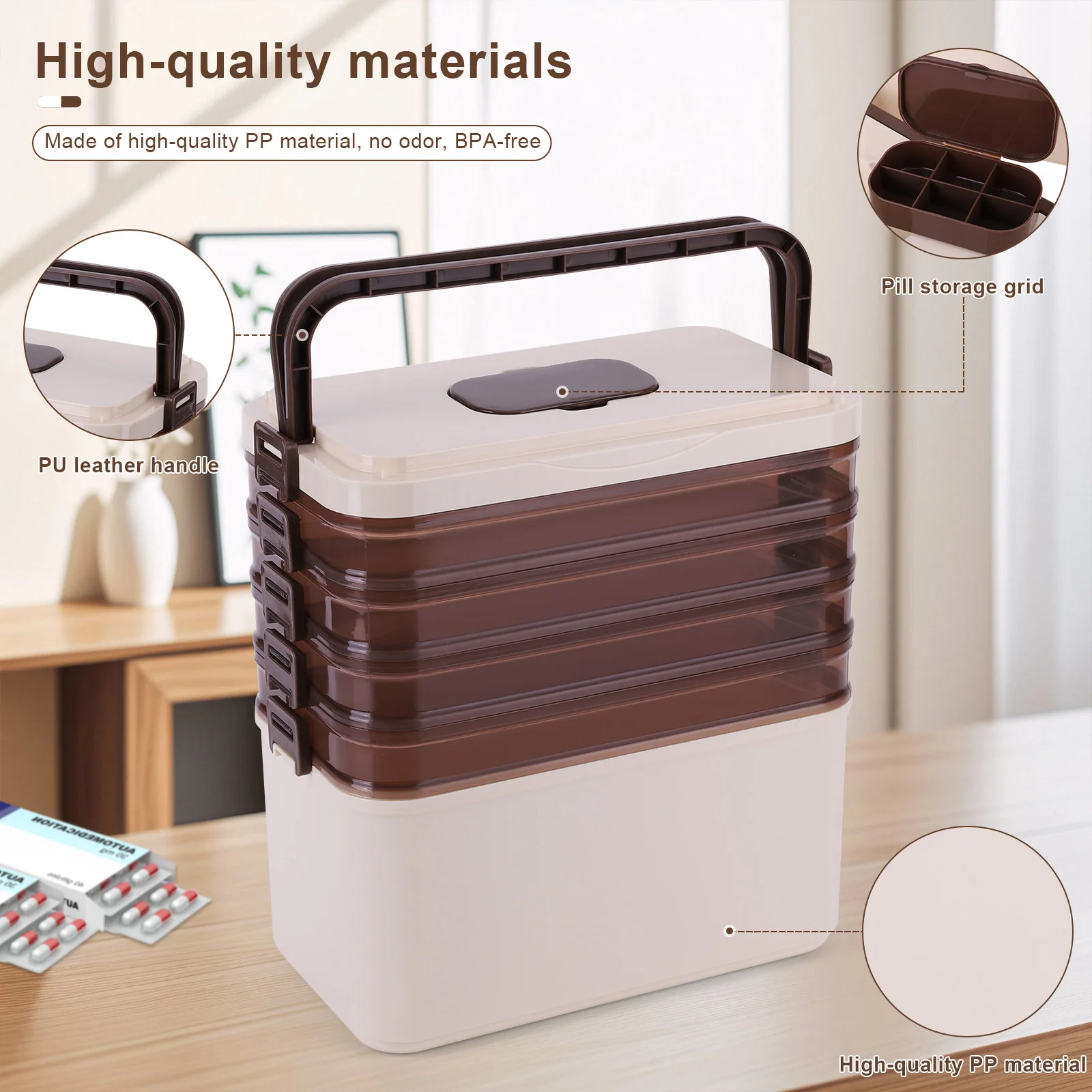 5 Layers Organizer Box Medication Storage Box for Home Office