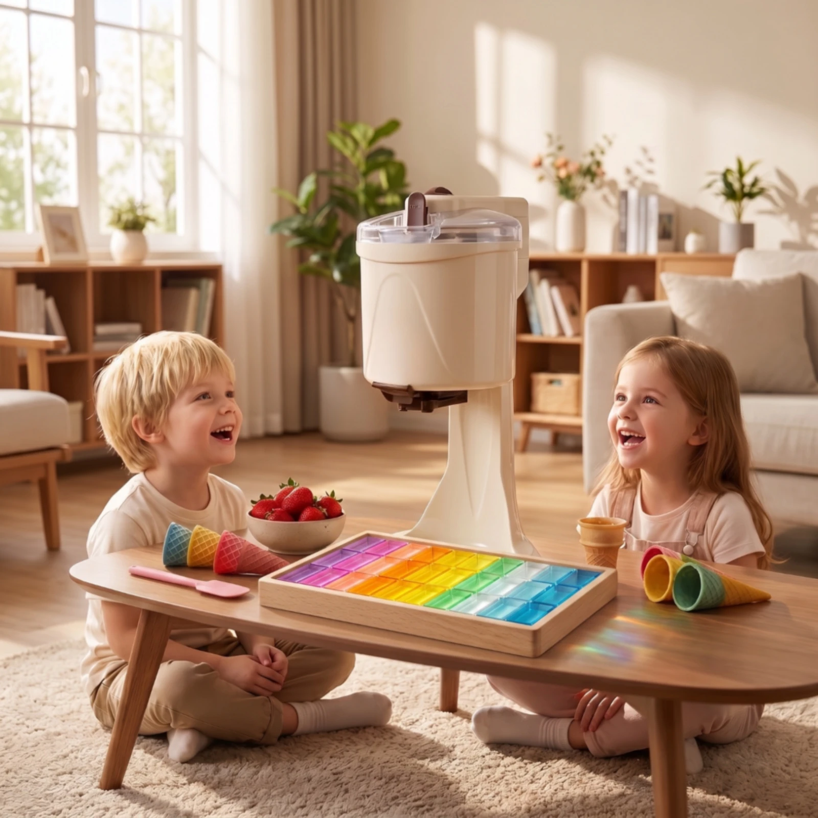 Acrylic Blocks with Wooden Tray Smooth Construction Set Toy Pattern-Making for Preschoolers, Playroom, Classroom