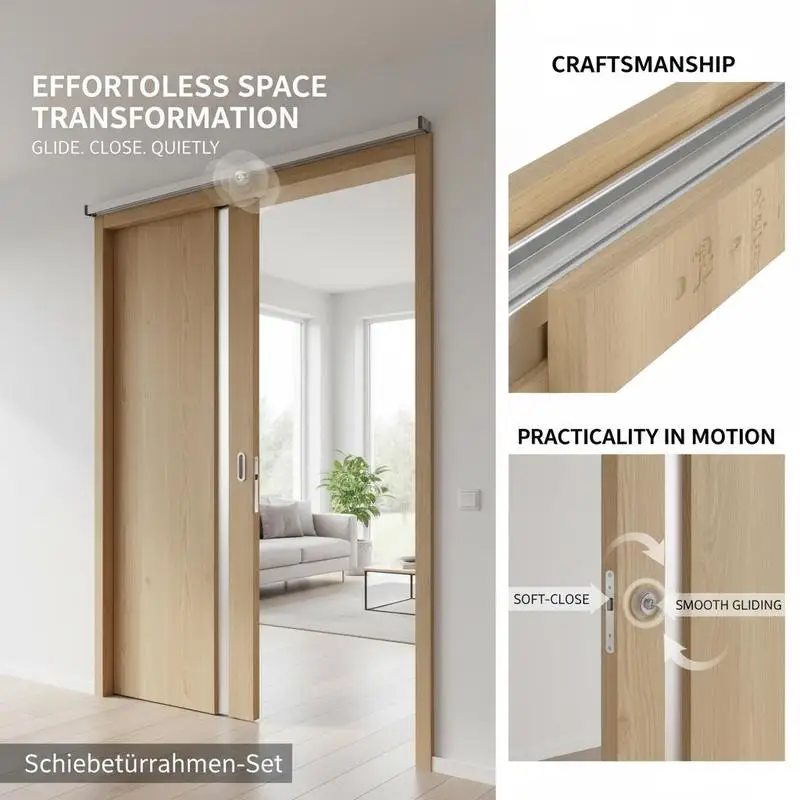 Pocket Door Frame Kit, for 24-30 in Wide 80 in High Door, Pocket Door Kit with Two-Way Soft Close Mechanism, Slide Smoothly Quietly, Easy to Install, Wood and Galvanized Steel, for Living Room