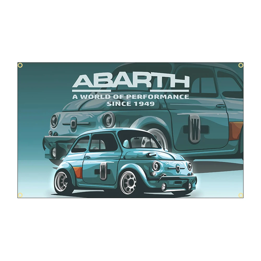 Abarths Car Flag Banner, Polyester Printed, Italian Car Poster, 60x90cm, 90x150cm, Decor for Auto Enthusiasts, Room Decor