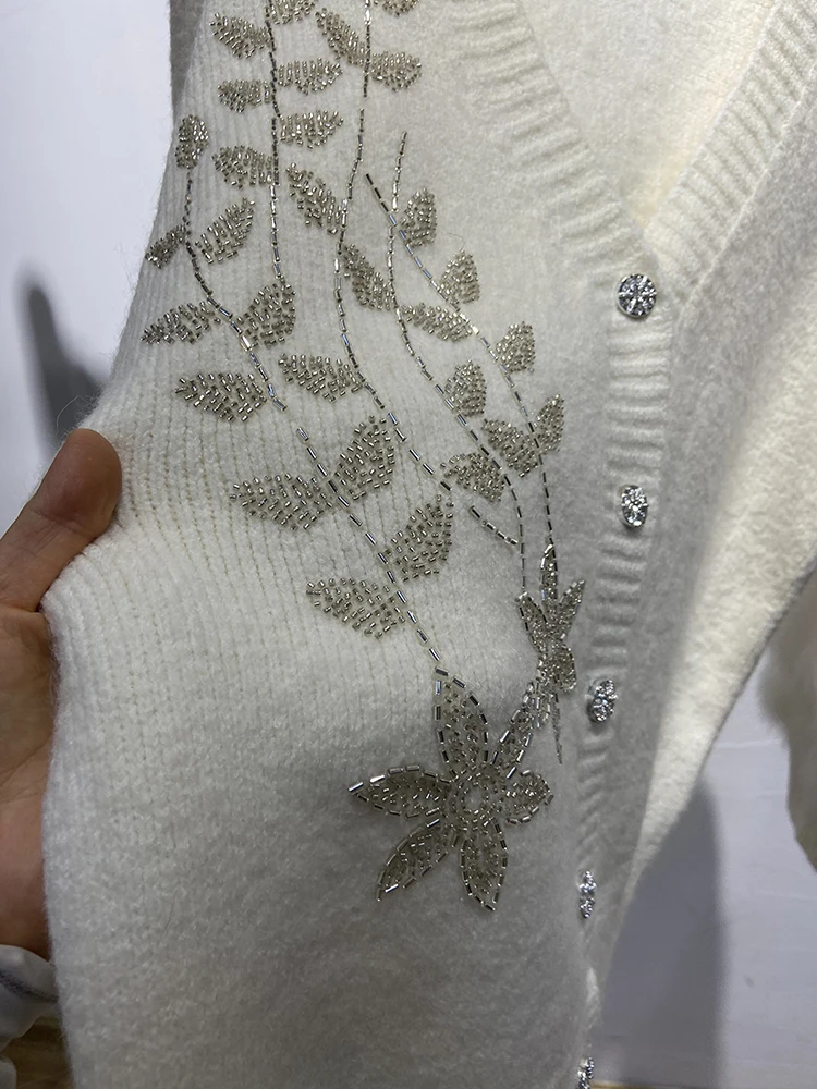 2025 outono feminino real pele de raposa camisola de pele real primavera especial grânulo decoração design jaqueta de malha wear