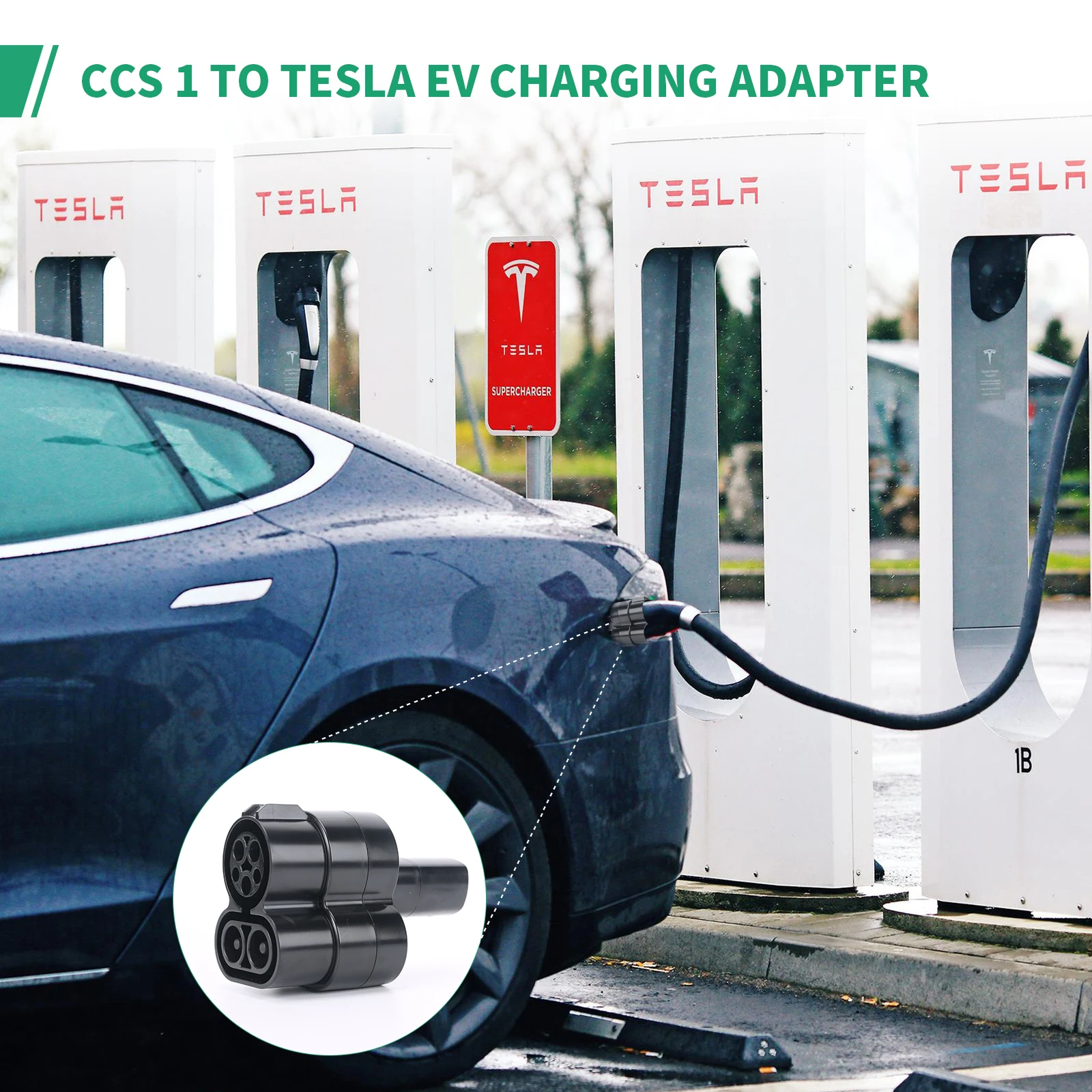 อะแดปเตอร์ evse CCS1กับ Tesla รถยนต์ไฟฟ้าขั้วต่อที่ชาร์จในรถยนต์ CCS 1ไปยัง Tesla อะแดปเตอร์ชาร์จ250A 500V