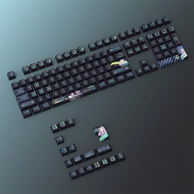 

Black e-sports story keycap hot sublimation original small full set of 126 button PBT customization