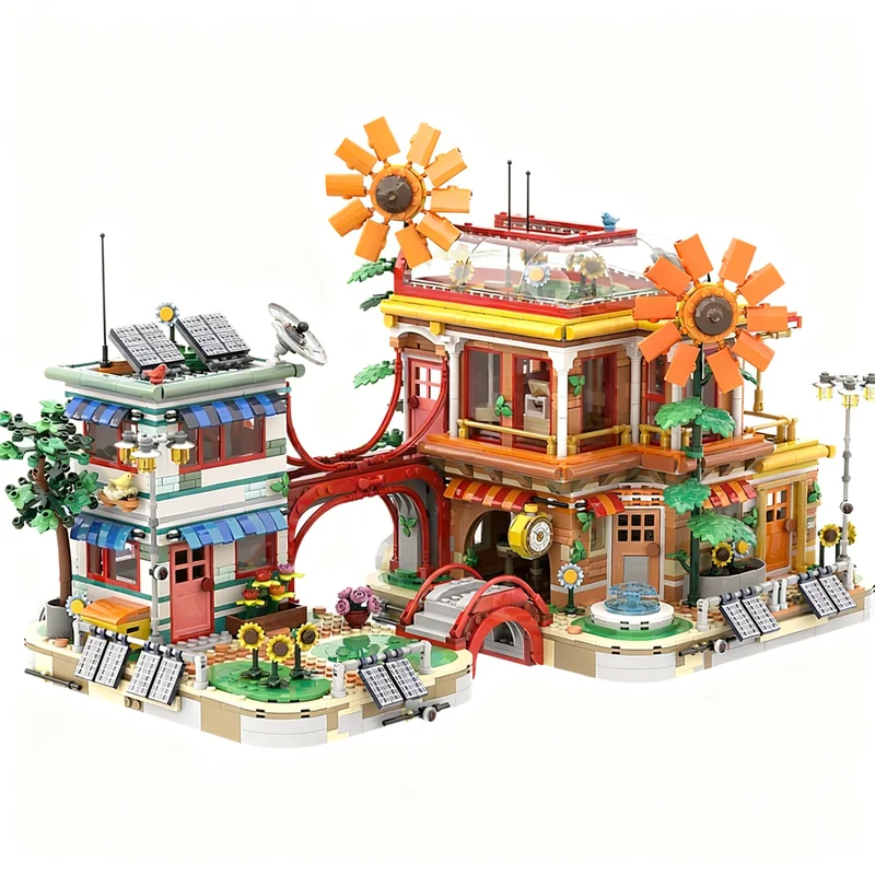 3071pcs MOC Modular Buildings Solar City Model Building Blocks Architecture Art DIY Birthday Assemble Display Creative Education