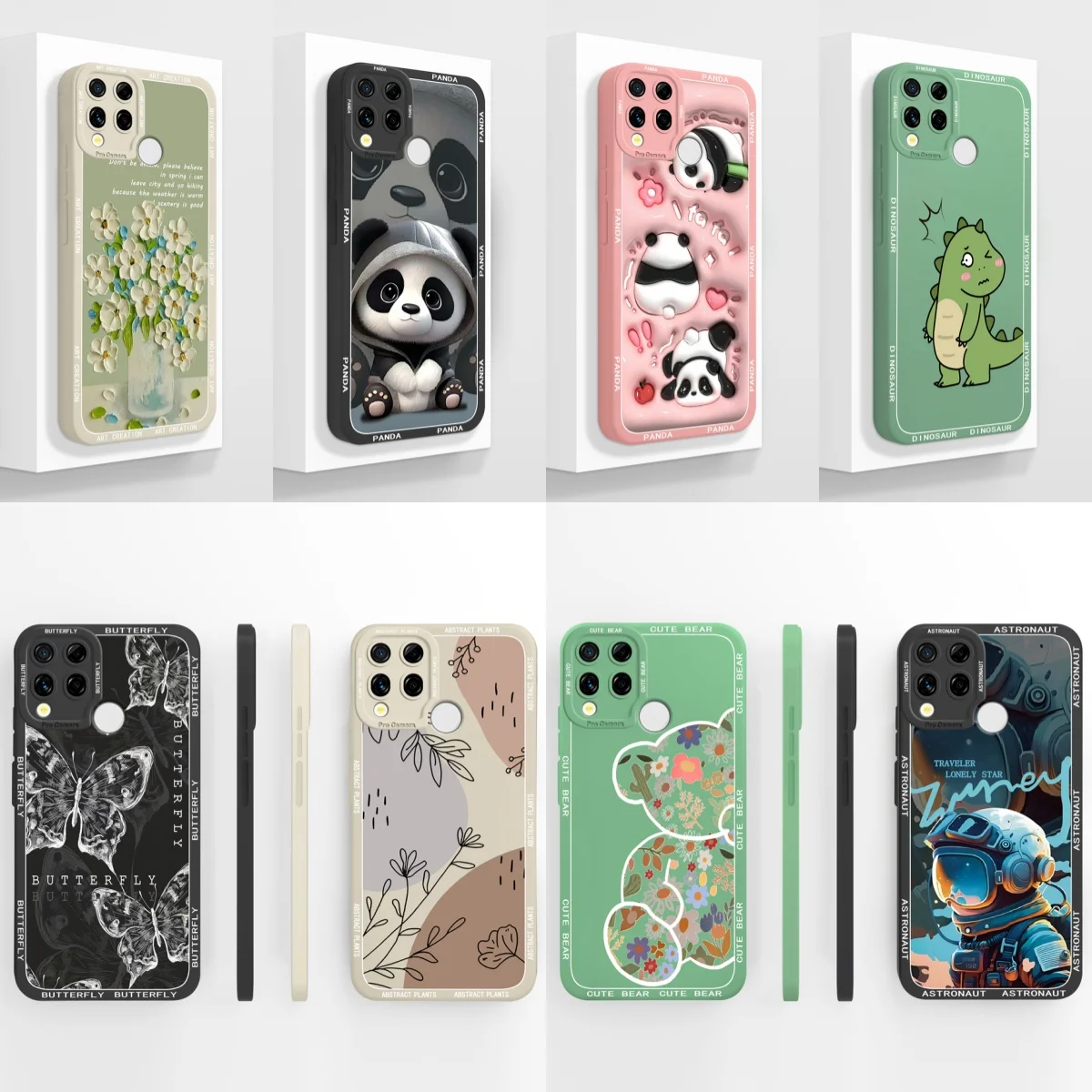 

For Realme Narzo 30A Phone Case Cute Cartoon Funda Soft Shockproof Liquid Silicone Back Cover Model RMX3171 Bumper Housing Capa