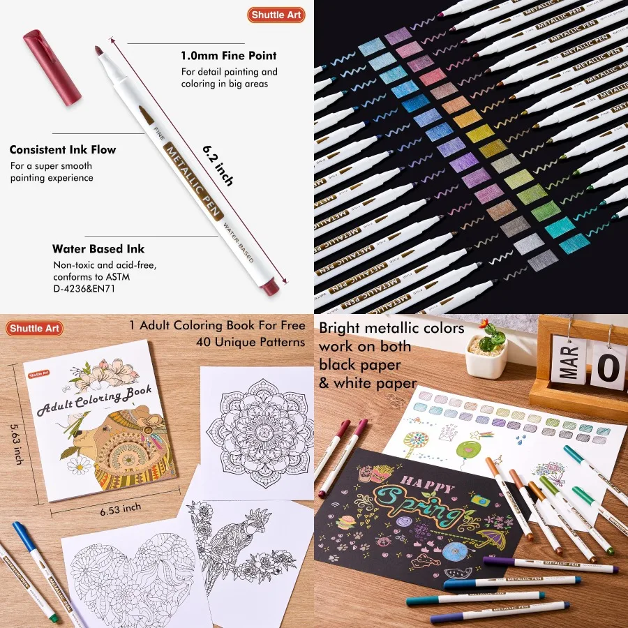 

Металлические маркеры Shuttle Art, 30 цветов, маркеры с металлической краской и тонким кончиком для изготовления карт своими руками, каллиграфии, искусства и рукоделия