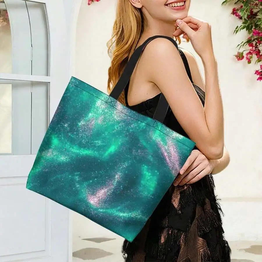 

Emerald Green Iridescent Sparkle Tote Bag For Women Festival Party Rave Travel