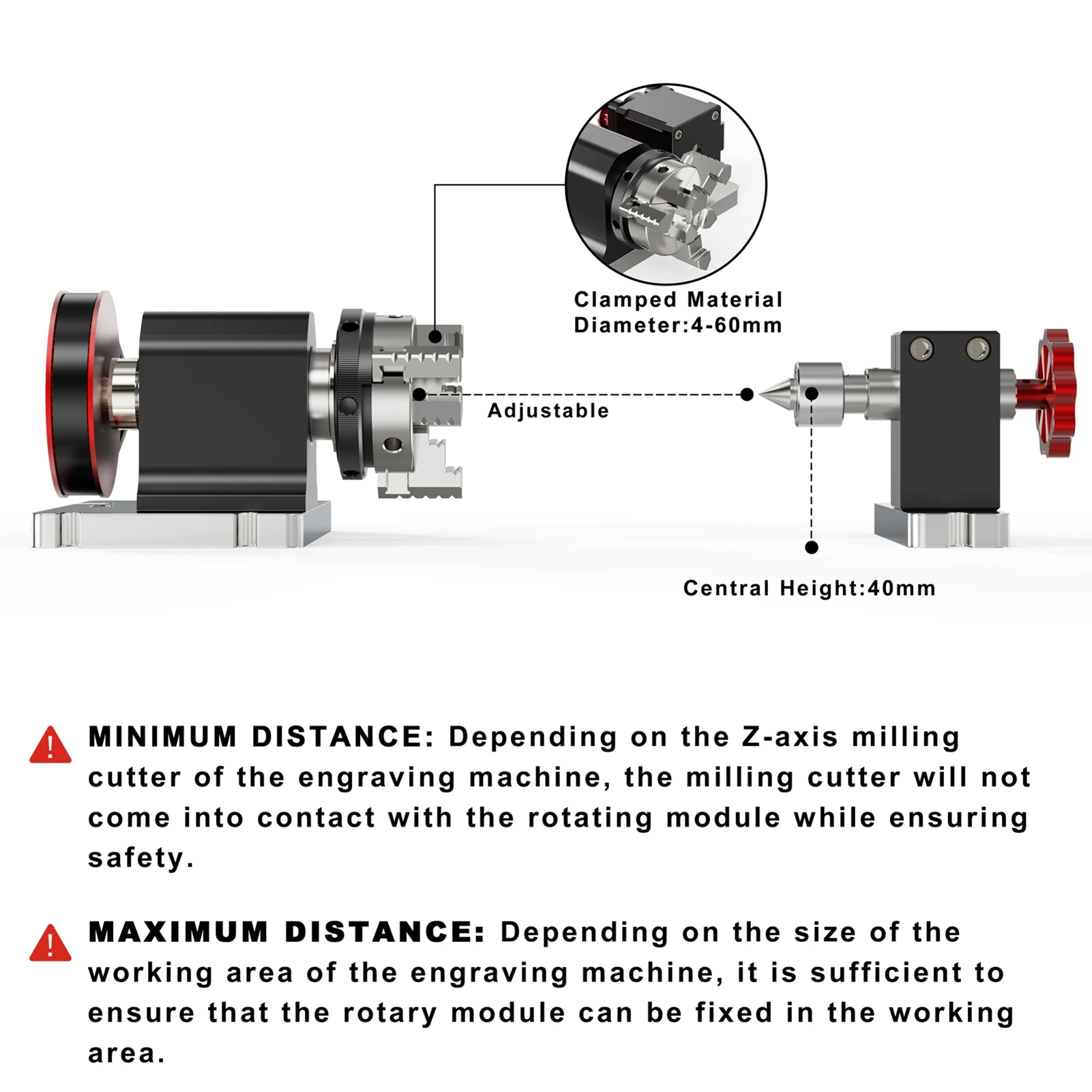 Rotary Module Kit 4th  CNC for TTC450 Engraving Machine Rotating Axle Support 4mm-60mm Clamping Diameter 4:1 Chuck Reduction