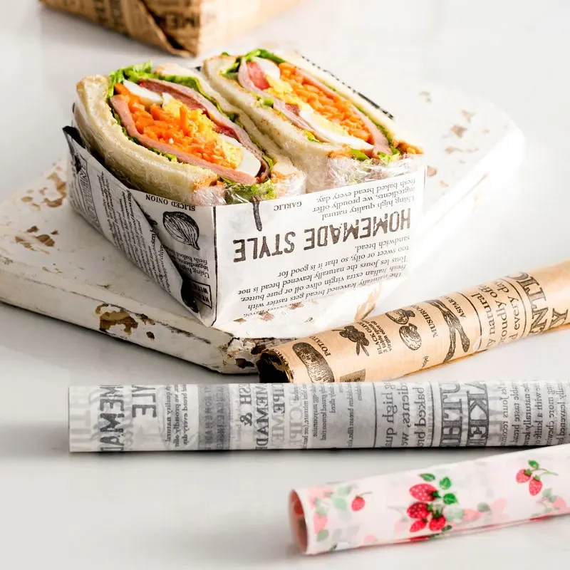 50Pcs/Lot Food-grade Wax Paper, Food Wrappers Wrapping Paper for Bread Sandwich Burger Fries Oilpaper Baking Tools