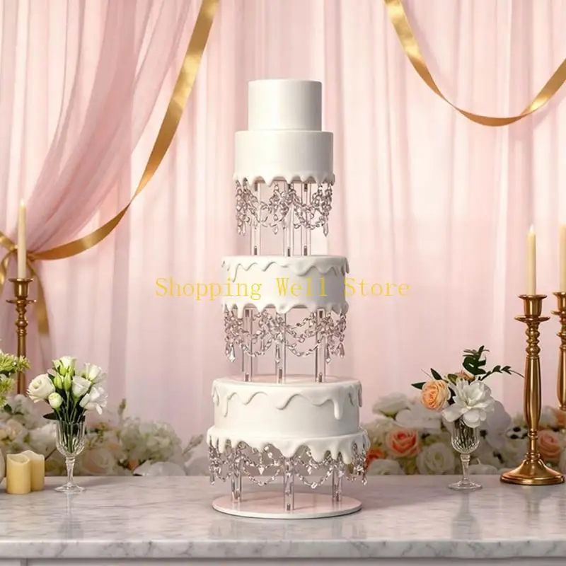 KX4B Multipurpose Clear Acrylic Display Stand with Crystal Beads for Home Baking Party Decors and Festives Event Arrangements