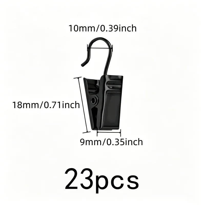 23 pcs Window Treatment Hooks, Easy Slide On Rod and Rust Resistant Metal, ideal for Living Room Curtains