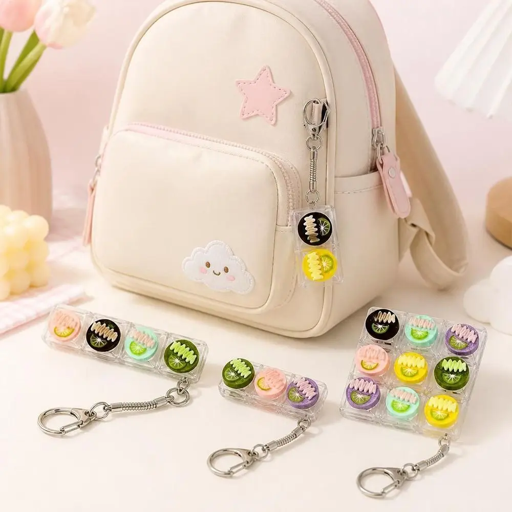 Pressable Buttons Fidget Button Keychain Cute Dessert Multi Buttons Button Squeeze Keychain Stress Relief Finger Keyboard Cap
