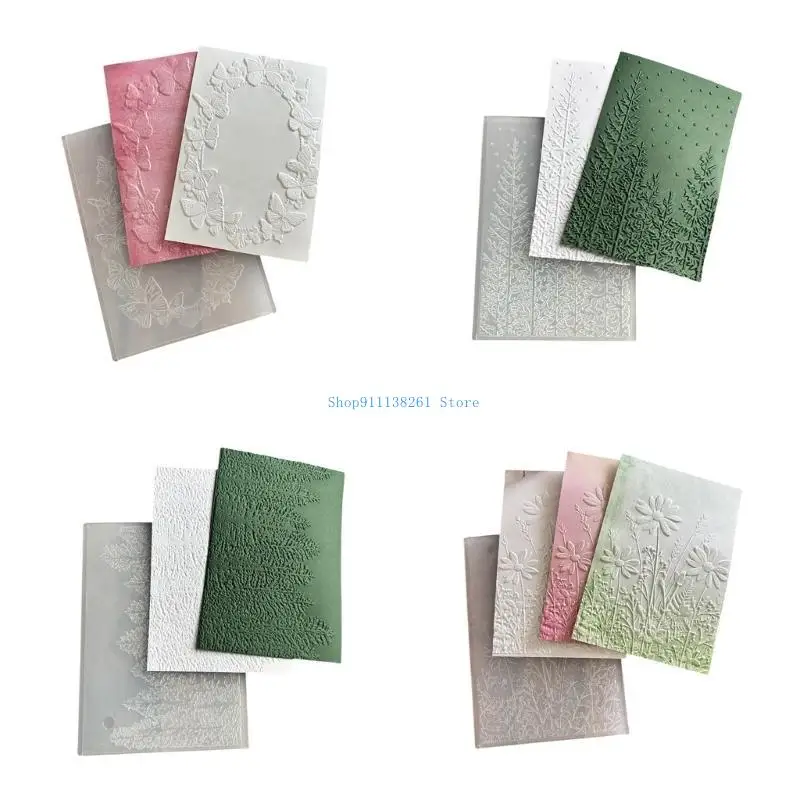 

H05E Textured Embossing Folder Butterfly Flower Tree Templates for Card Making