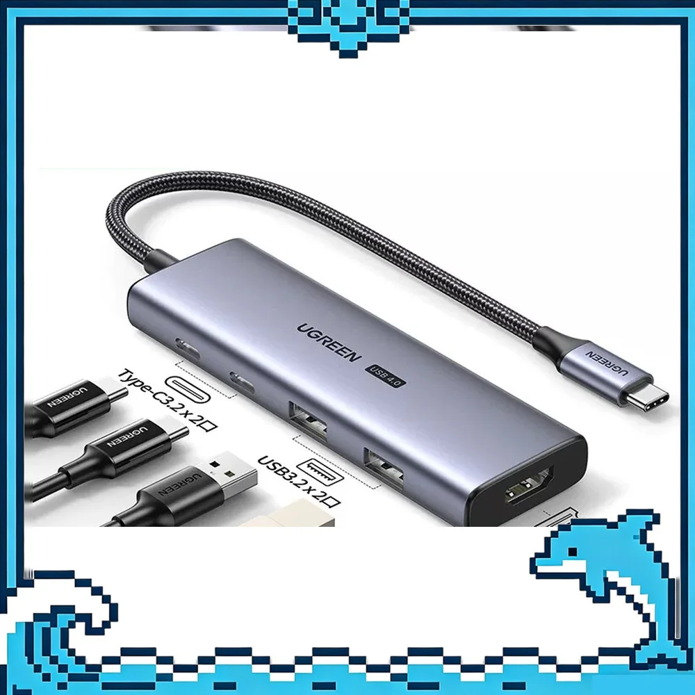 UGREEN 90376 CM500 USB4 5-in-1 USB-C Hub, HDMI up to 8K 60Hz, 2 USB-C and 2 USB-A 3.2 Gen 2 10Gbps Data Ports
