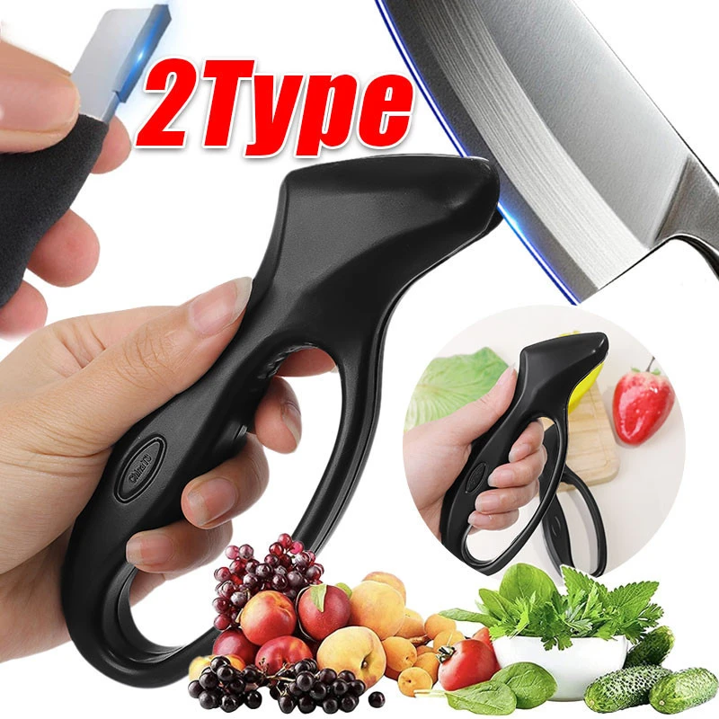

Kitchen Knife Sharpener Portable Handheld Metal Knives Grinder Plastic Handle Black Knife Sharpener Kitchen Accessories
