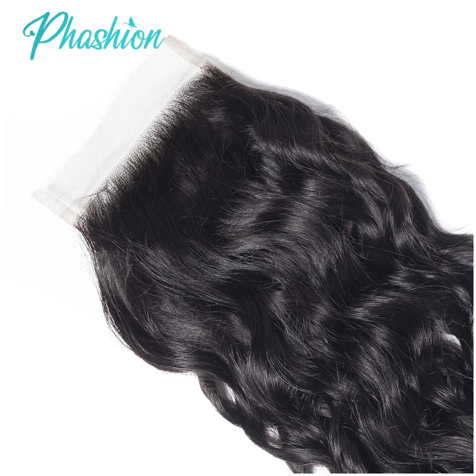 Phashion onda de agua 13x4 encaje Frontal y HD transparente suizo 4 × 4 cierre Pre desplumado cabello humano Remy brasileño para mujeres negras