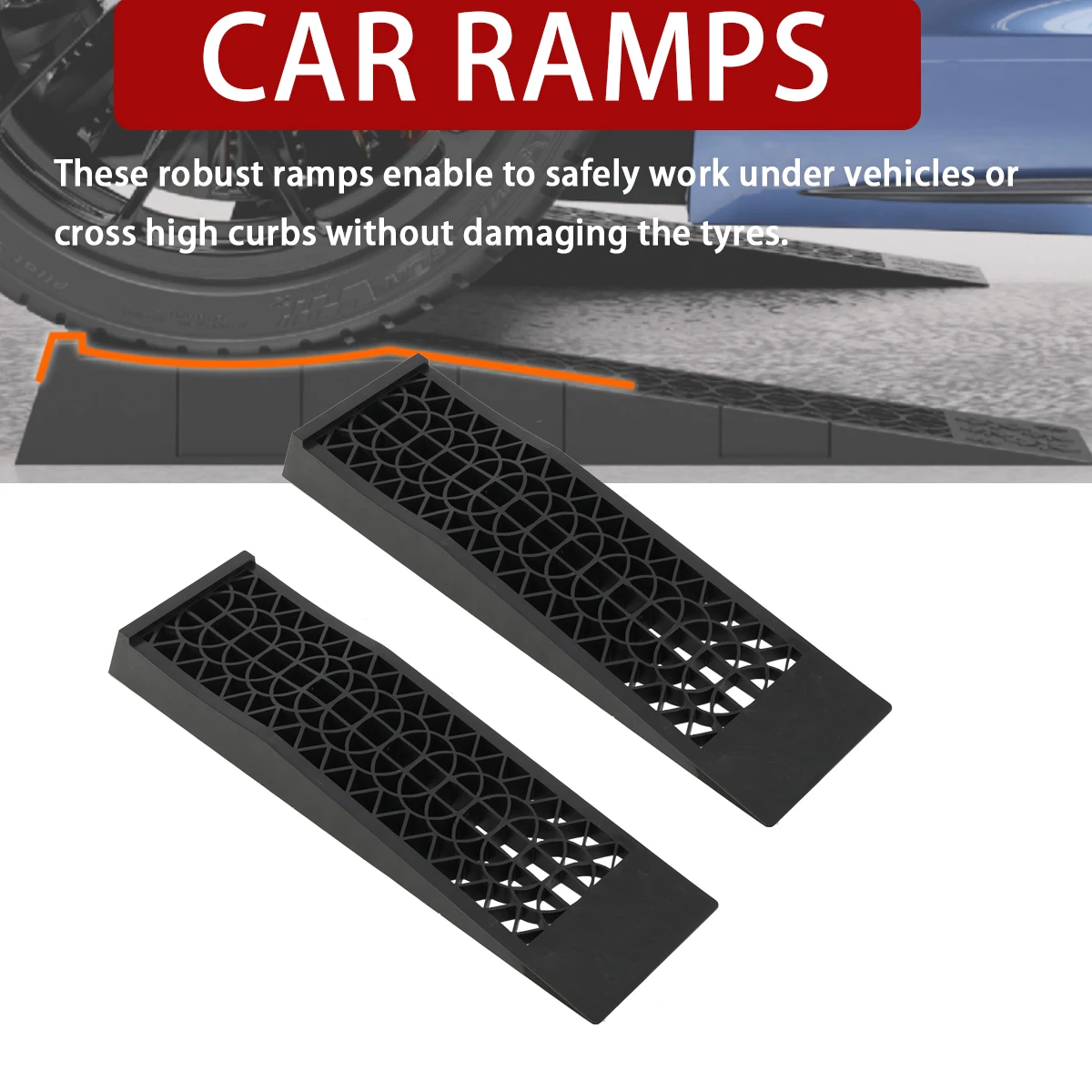 2 قطعة 5 طن قدرة الثقيلة سلالم السيارات 70 سنتيمتر البلاستيك المحمولة تحميل الوصول سلالم رفع إصلاح صيانة جاك رفع أداة