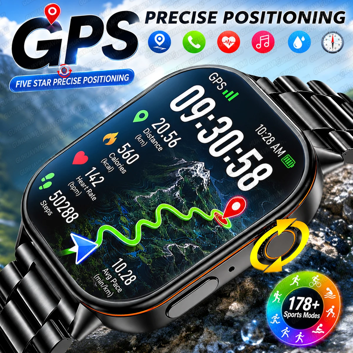 2026 Neue Dual-Band GNSS GPS Sport-Smartwatches IP68K Schwimmkompass Herzfrequenzmesser Militärisches Bluetooth-Anruf-Armband für Männer und Frauen