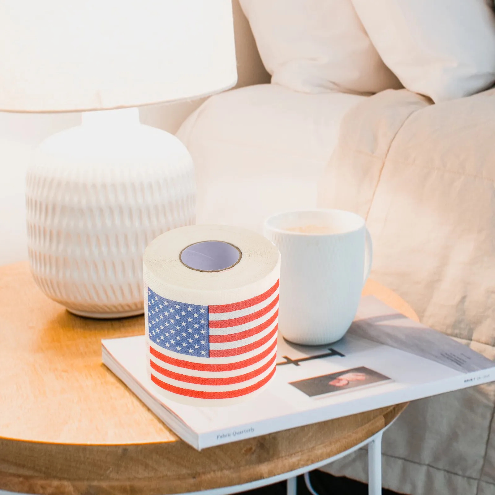 2 Rolls American Flag Printed Toilet Paper Roll Multi-Use Napkin Tissue for Bathroom Toilet Supplies Novelty Decorative Tissue