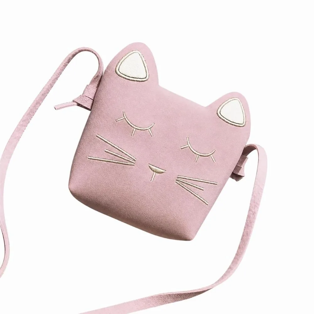 Fashionable Mini Crossbody Bag Frosted Leather Large Capacity Shoulder Bag Cat Pattern Satchel Handbag Girl Children