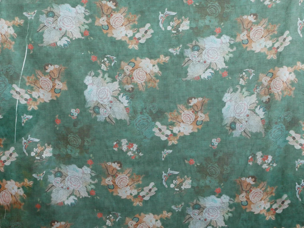 1yard National style peony flower tela high quality pure ramie fabric dress shirt bag cheongsam fabric for clothing