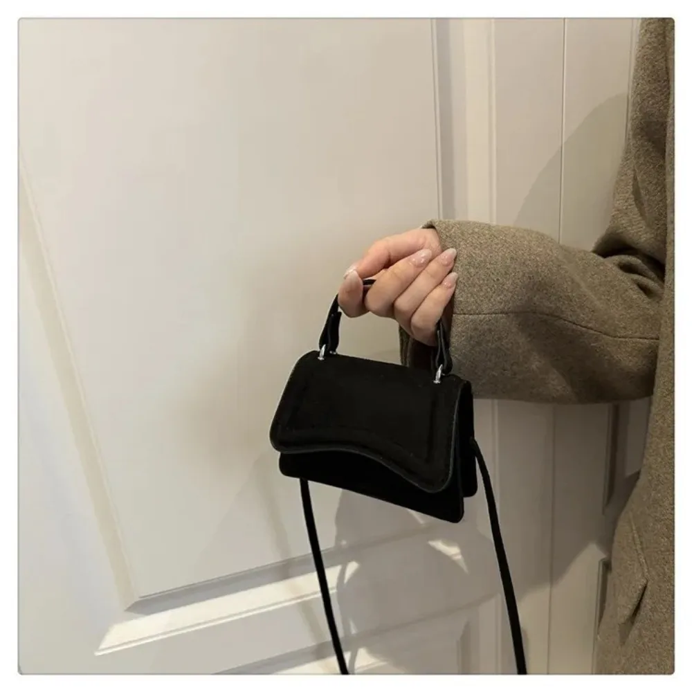 Fashion Suede Crossbody Bag Solid Color Mini Shoulder Bag Square Shape High Quality Bag Women