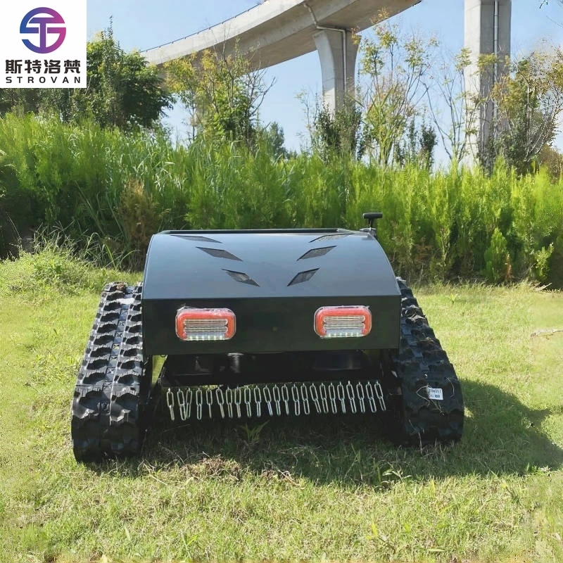 

STLF 7.5hp Industrial Grade Mini Petrol Crawler Lawn Mower 196cc 4-Stroke Self-Propelled 24V DIY Remote Control for Garden