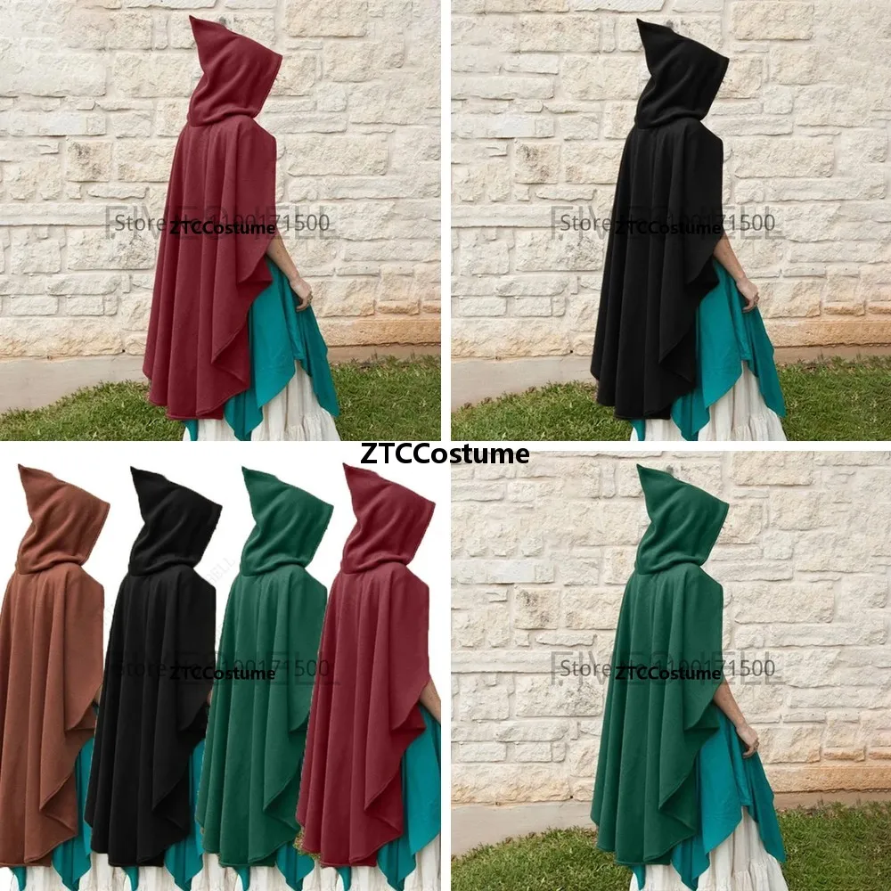 

Women Halloween Medieval Pirate Witch Hooded Cape Velvet Poncho Coat Steampunk Gothic Carnival Party Cosplay Cloak