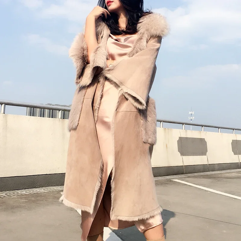 Da Cừu Thật Áo Vintage Nữ Áo Khoác Lông Chồn Túi Nữ Mùa Đông Áo Khoác Nữ Roupas Femeninas Zjt912