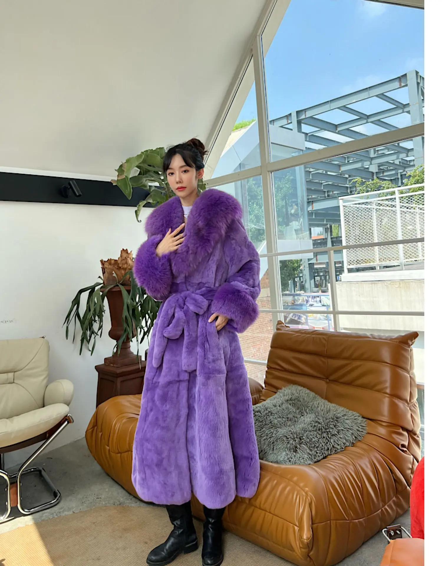 Women's Parker Winter Fur Warm Large Size Solid Color Fur & Faux Fur Women New Casual Long Sleeve Temperament Women Fur Coat Y72