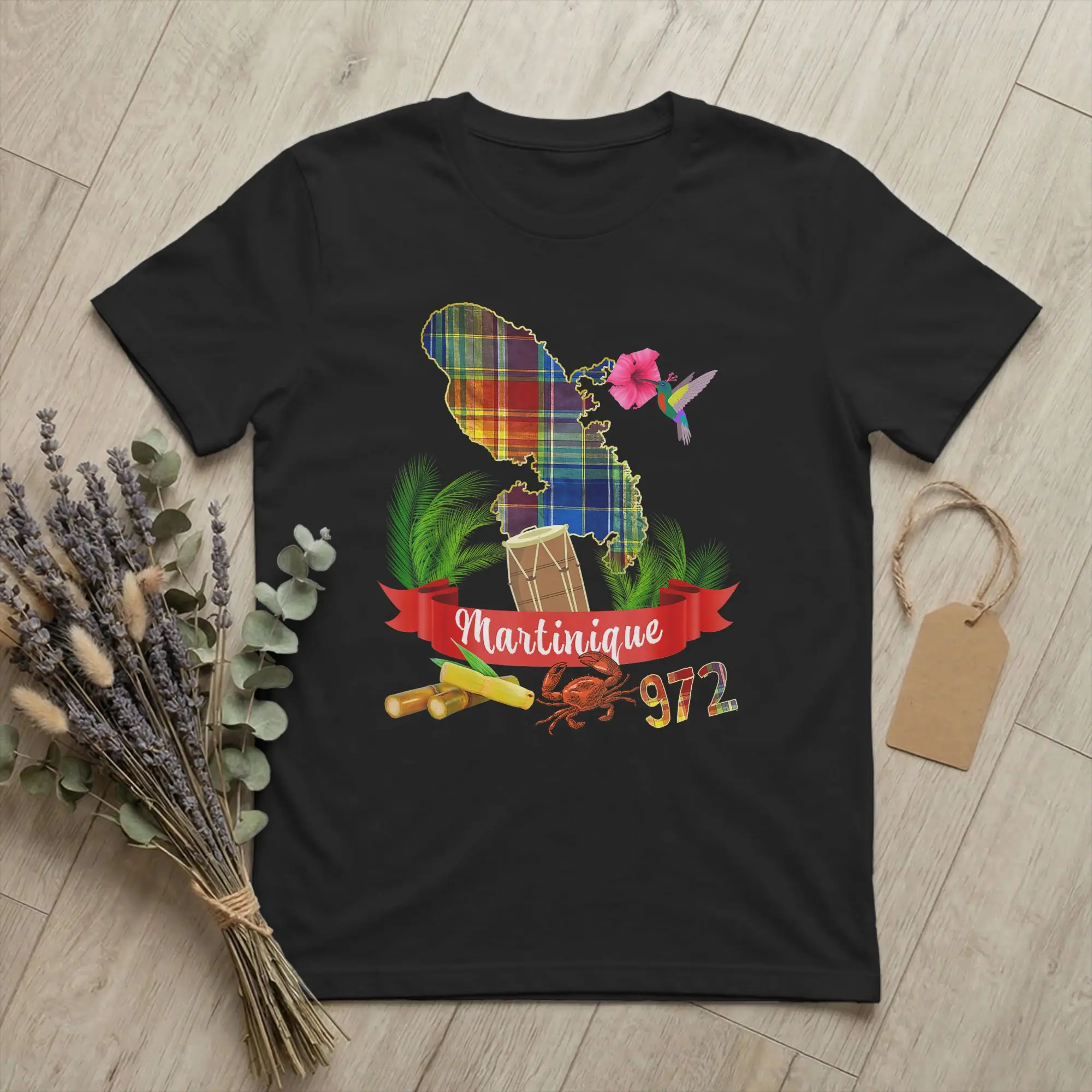 Map of Martinique 972 Madras Men T Shirts French West Indies Hipster Tee Shirt Round Neck T-Shirt 100% Cotton Plus Size Clothing