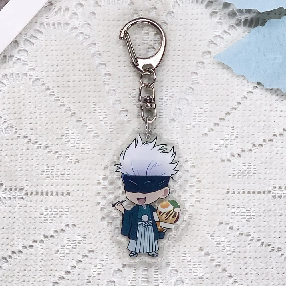 8Pcs Anime Jujutsu Kaisen Car Keychain Acrylic Keyrings Bag Charms Cute Backpack Pendant Funny Prop Decoration Friends Gifts