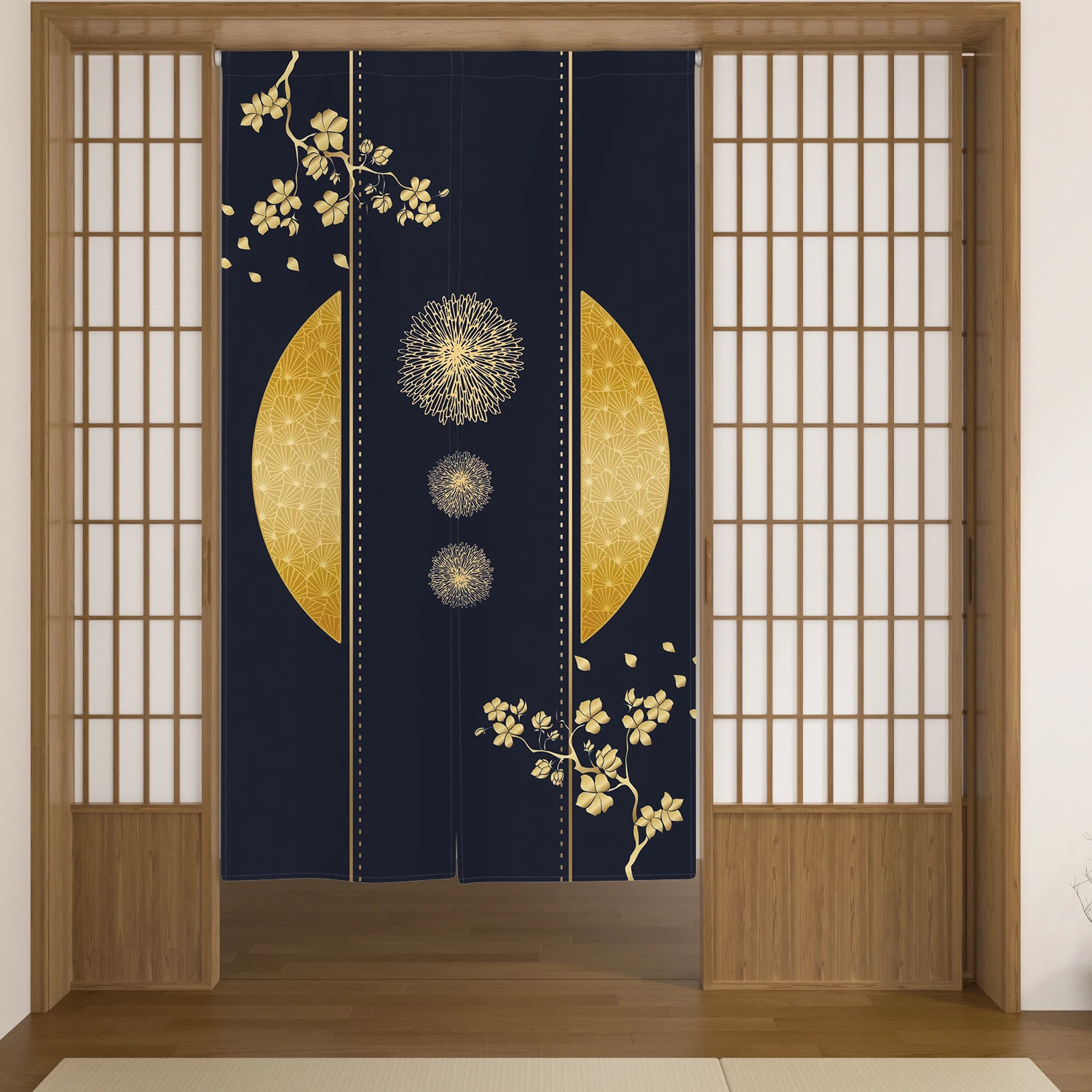 Japanese Style Noren Door Curtains Koi Fish Cat Floral Izakaya Dining Room Partition Linen Doorway Curtains Kitchen Half Curtain