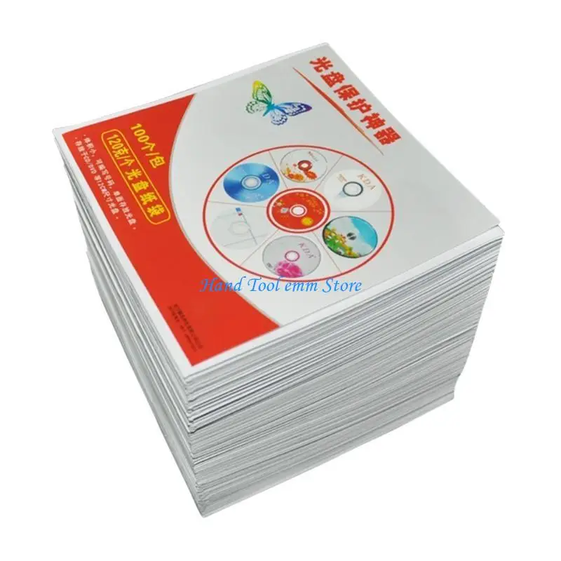 H37F 100Pcs DVD Protective White Paper Disc Storage Bag 100Pcs Portable Paper Bags