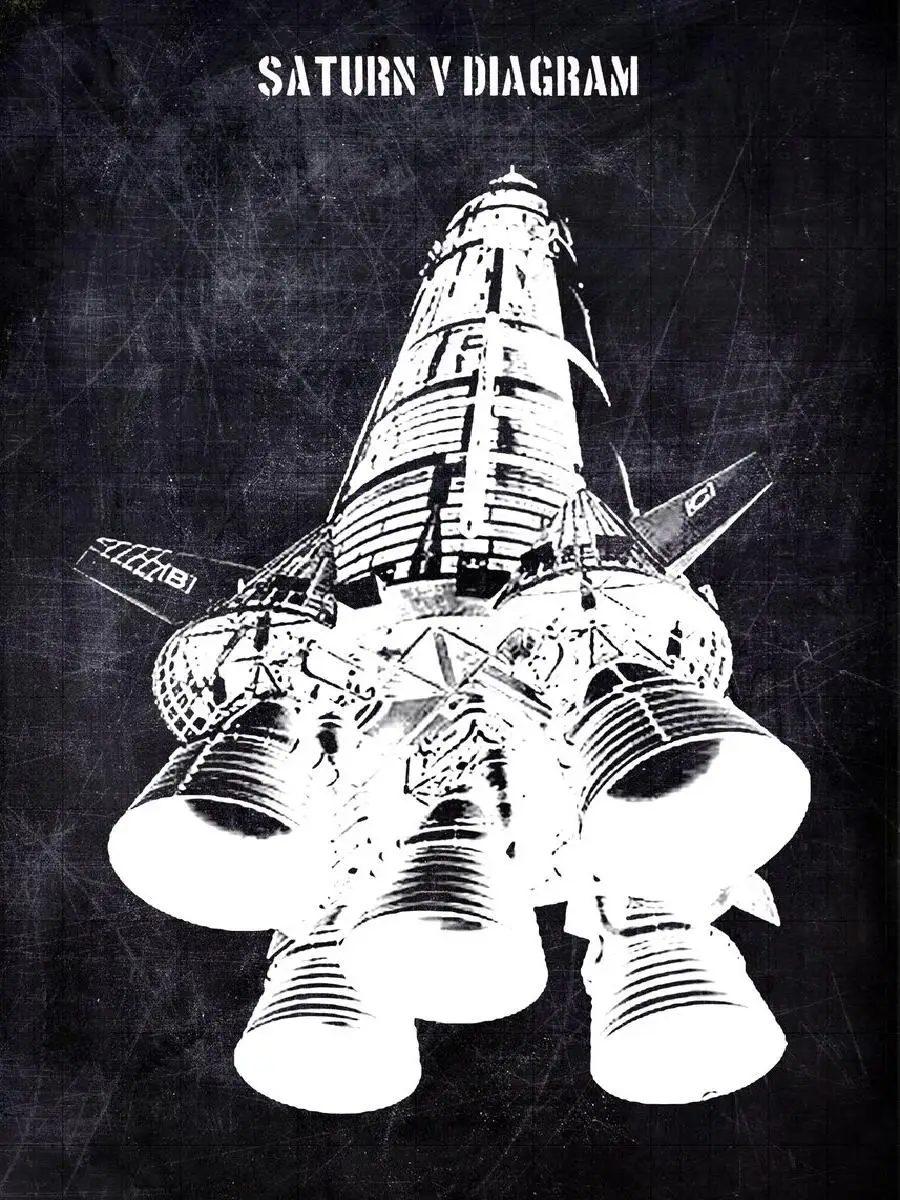 Saturn V Rocket Blueprint Art Poster  SpaceThemed Wall Decor  Enthusiast Collection  Passion Group Prints for Home  Office