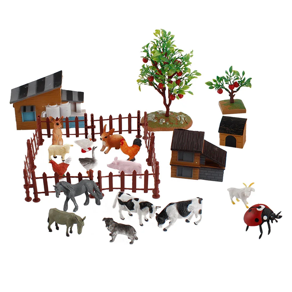 نماذج للحيوانات مزرعة تمثال مجموعة ألعاب صغيرة الديكور البلاستيك الحيوانات أرقام Playset الاطفال الطفل مشهد مصغر التبعي