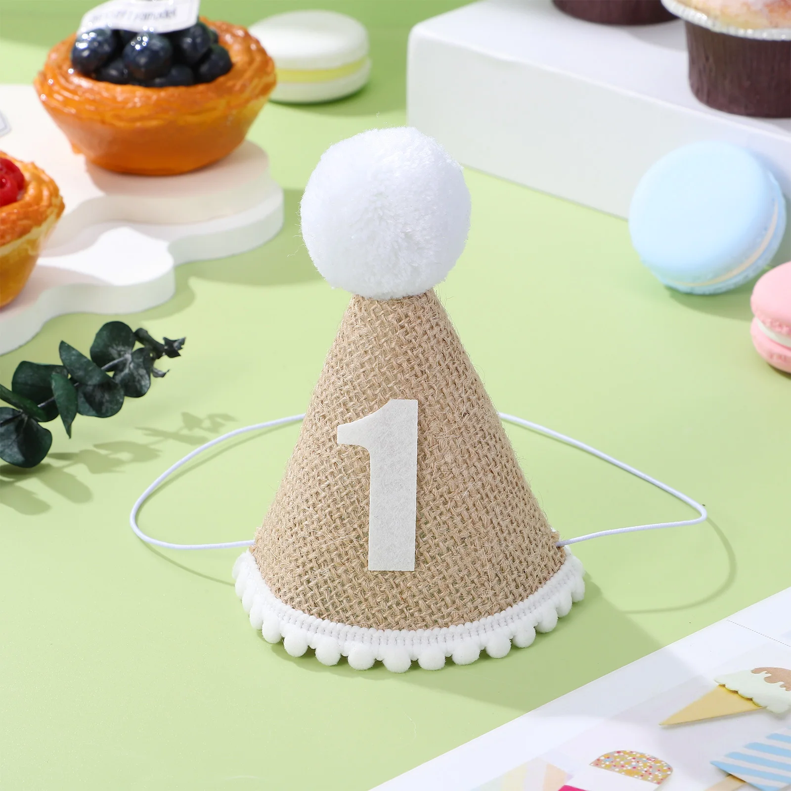 

Birthday Party Hat Unisex Baby Hats Accessories Lightweight Celebration Preschool Linen Girls and Boys Headpiece