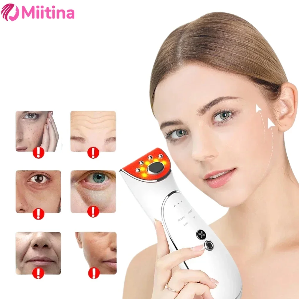 

EMS Facial Massager LED Light therapy Sonic Ion Vibration Skin Tightening Anti Wrinkle Face Lifting Skin Rejuvenation Care Tool
