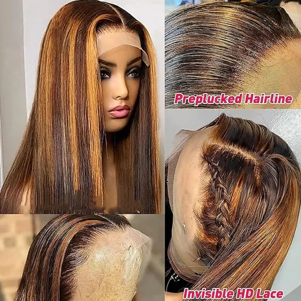 تسليط الضوء على شعر مستعار شعر الإنسان 13x6 HD الدانتيل الجبهة الباروكات شعر الإنسان مع شعر الطفل P4/27 العسل شقراء العظام مستقيم شعر مستعار برازيلي