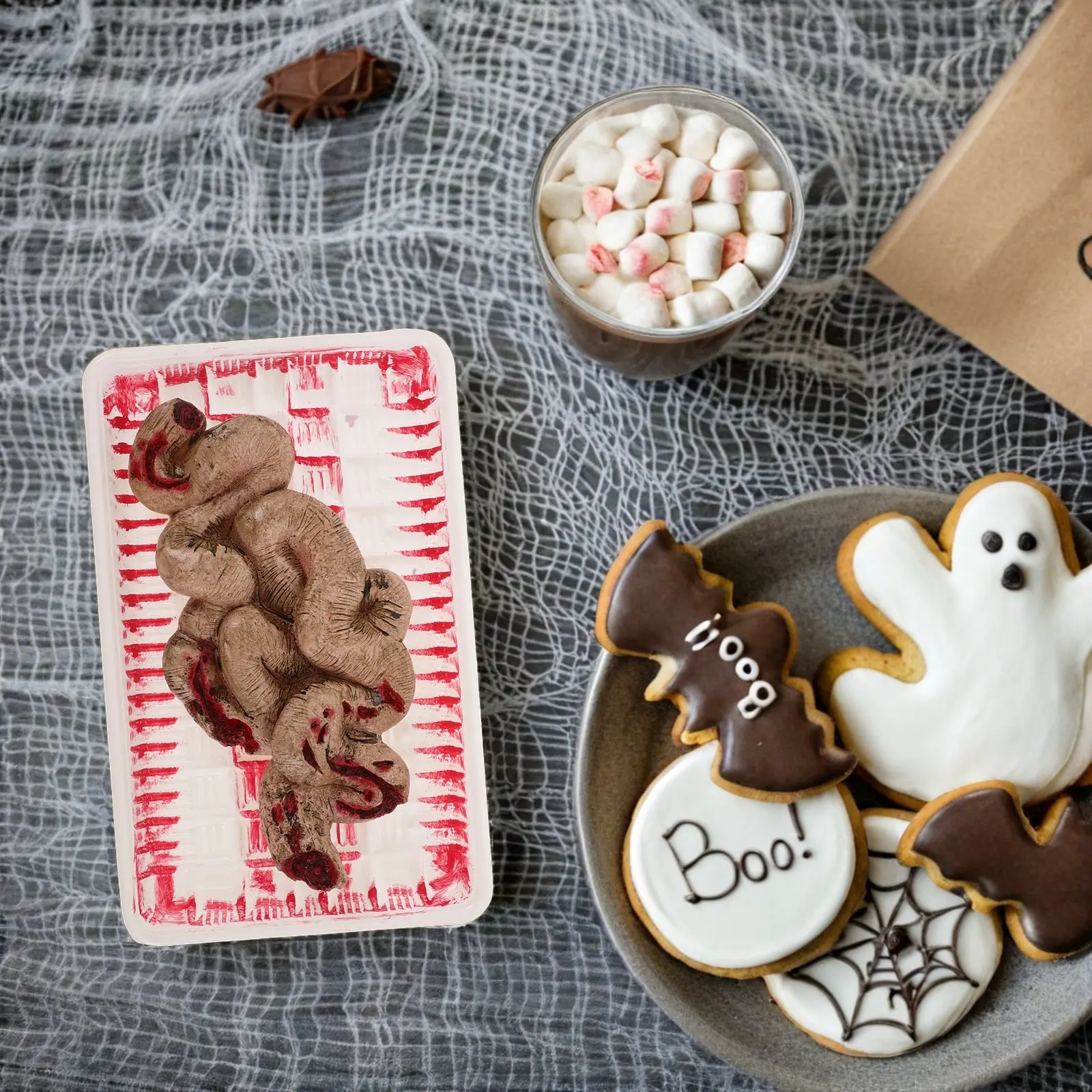 

Halloween Tricky Box Small Intestine Prop Horror Organ Lunch Box Scary Halloween Organ Decoration Fake Body Organs Haunted