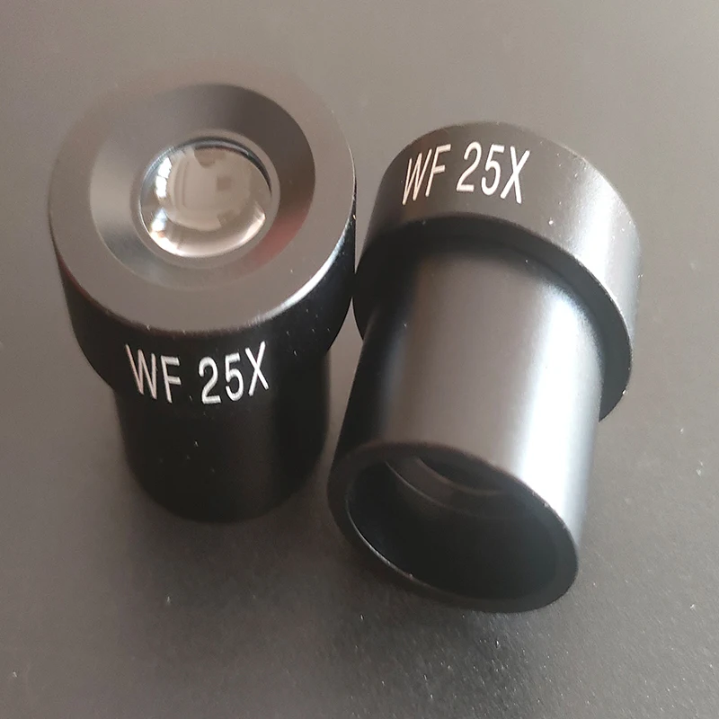 عدسة مجهر WF25X 12 ملم مجال رؤية واسع 23.2 ملم حجم منفذ التثبيت للمجهر البيولوجي