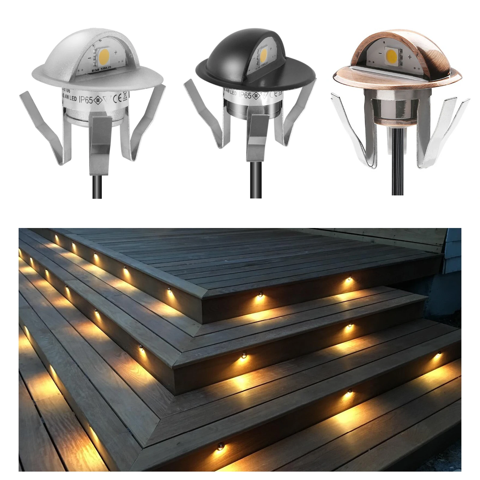 

Half-Moon SMD5050 LED Stair Lights Low Voltage Outdoor Recessed Landscape Pathway Yard Garden Step Floor Lamps Waterproof