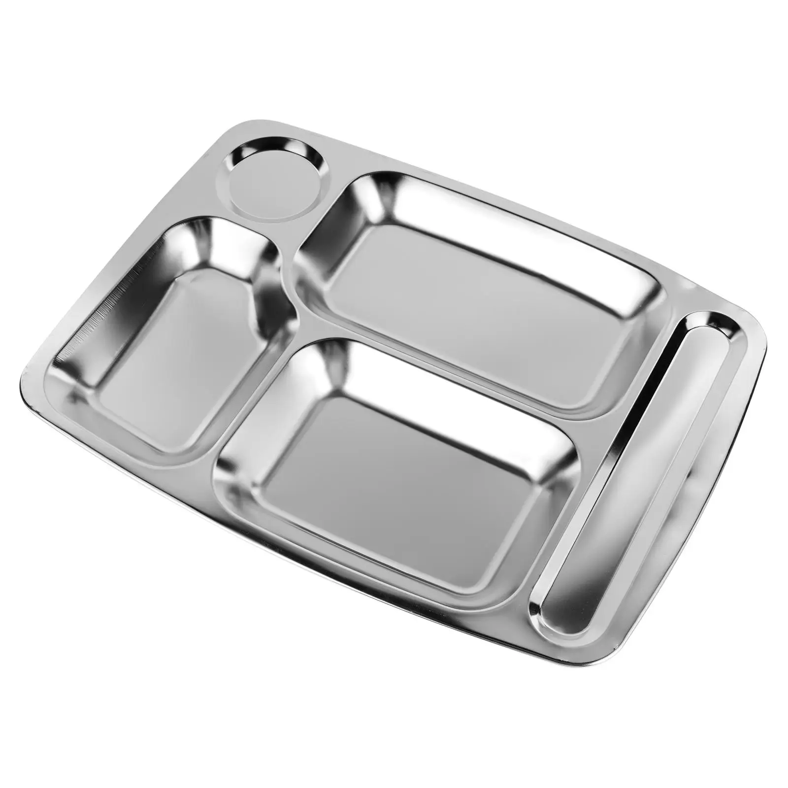 

Canteen Dining Tray Stainless Steel Multi Compartment Plate Stackable Lunch Divided Food Holder Restaurant Cafeteria Kitchen Bar