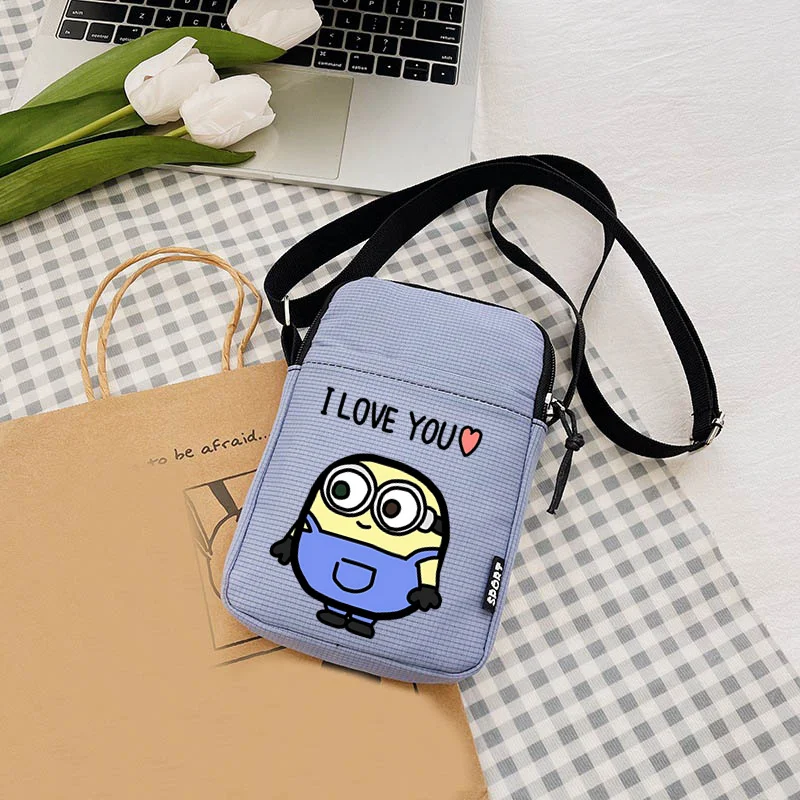 Cute Miniones New Fashion Mobile Phone Bag Women's Messenger All-match Mini Small Crossbody Hanging Coin Purse Vertical Handbag