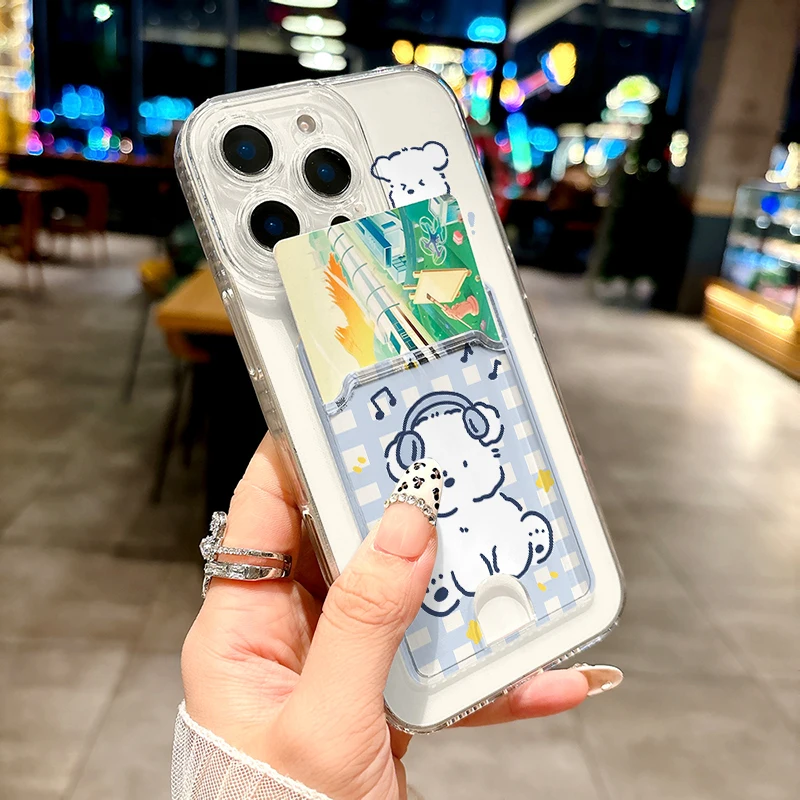 Dog Card Bag Holder Phone Case For Huawei Nova 11 10 9 8 SE 9SE 10SE 4E 3i 7i 8i 5T Y71 Y61 Y62 Y70 Plus Y90 P30 P40 Lite Cover