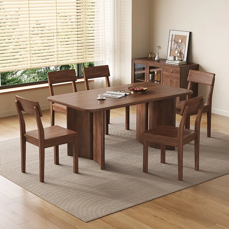 

Black walnut, western dining table, all solid wood dining table and chairs