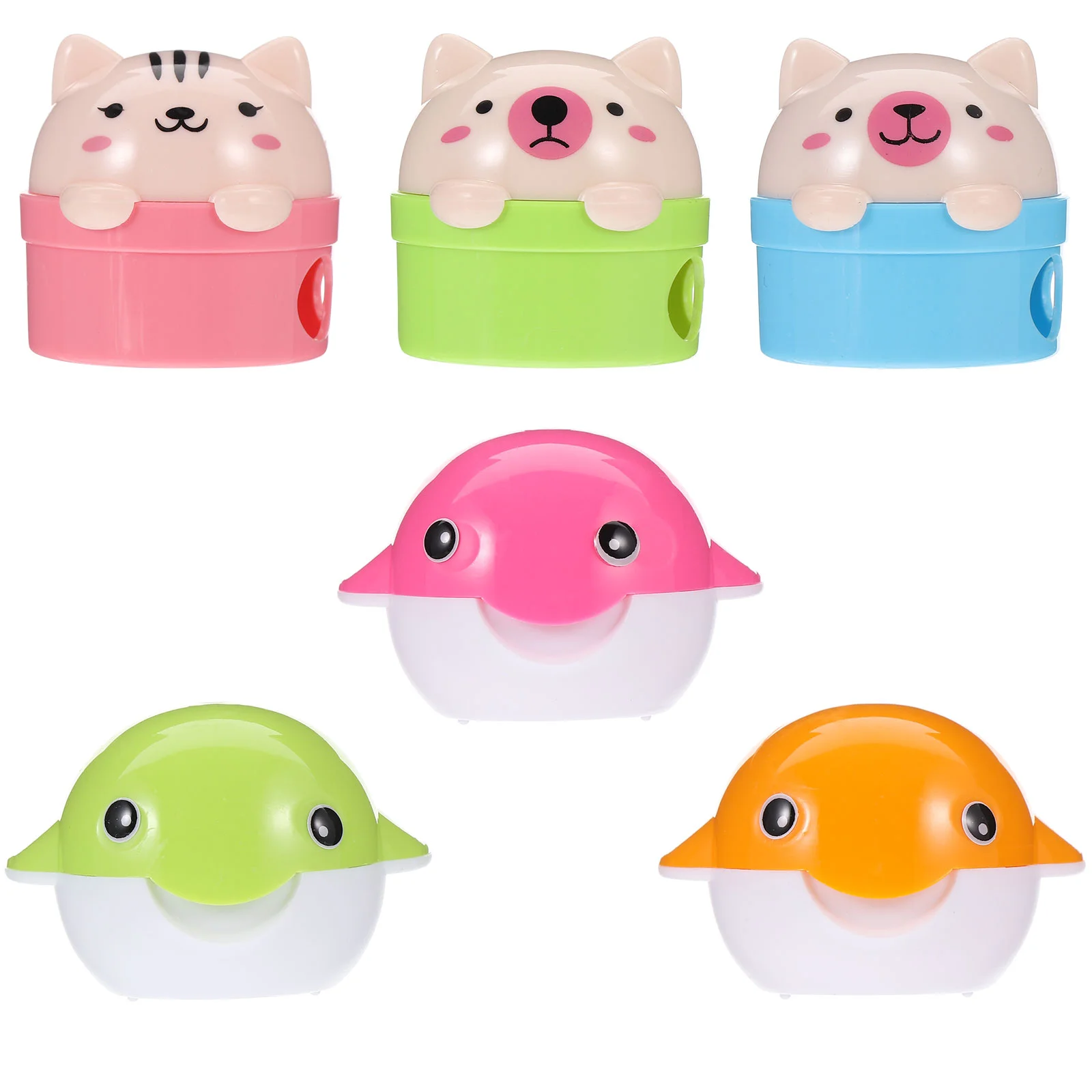 6 Pcs Pencil Sharpener Students Stationery Handheld Sharpeners Manual Small Portable Dual Hole Adorable Plastic Cartoon Pupils