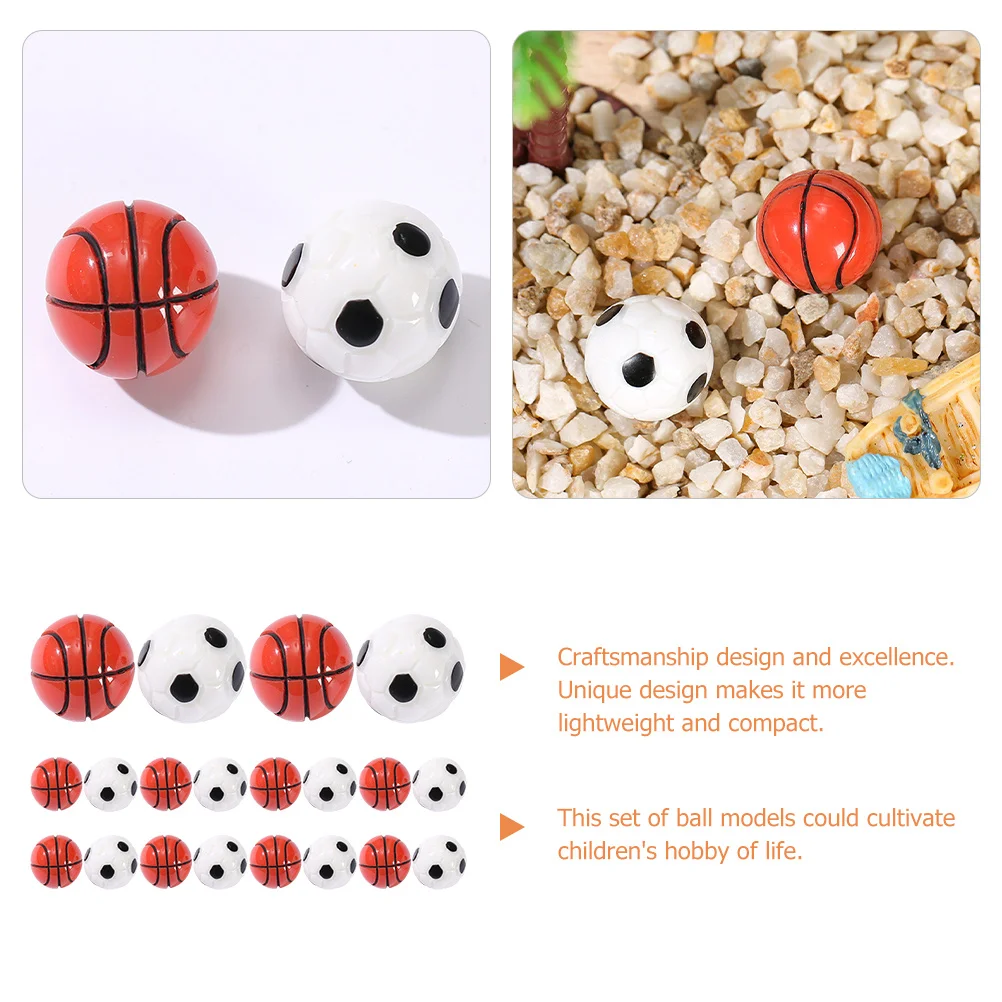 

20Pcs Detailed Mini Soccer Basketball Resin Ornament for Small House Fairy Garden Playground Scene DIY Decorative Accessory